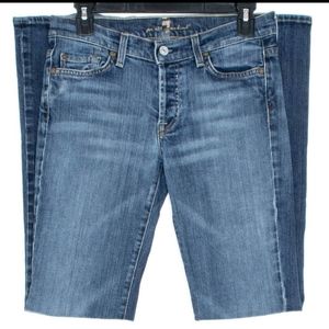 7FAM Womens Jeans Boycut Button Fly Blue 28 AF